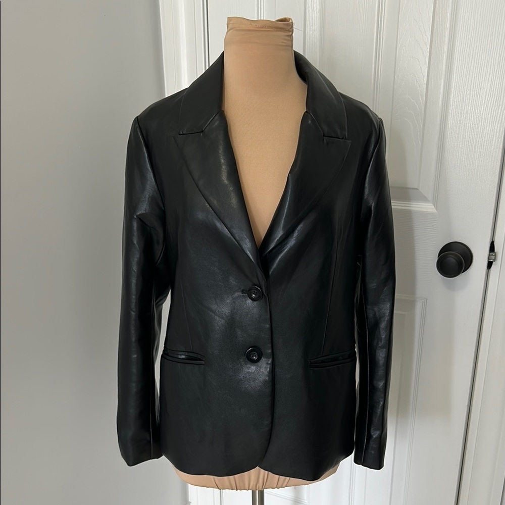We The Free Black Vegan Leather Blazer - Picture 1 of 9